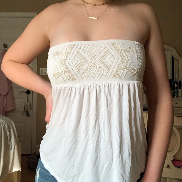 American Eagle Strapless White Tie Shirt - Picture 3 of 6